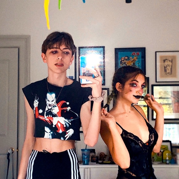 Batman Tops - harley quinn & joker crop top